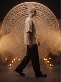 Kaal Embroidered Oversized T-Shirt — Off White 240 GSM Cotton Terry Tonal Back Embroidery