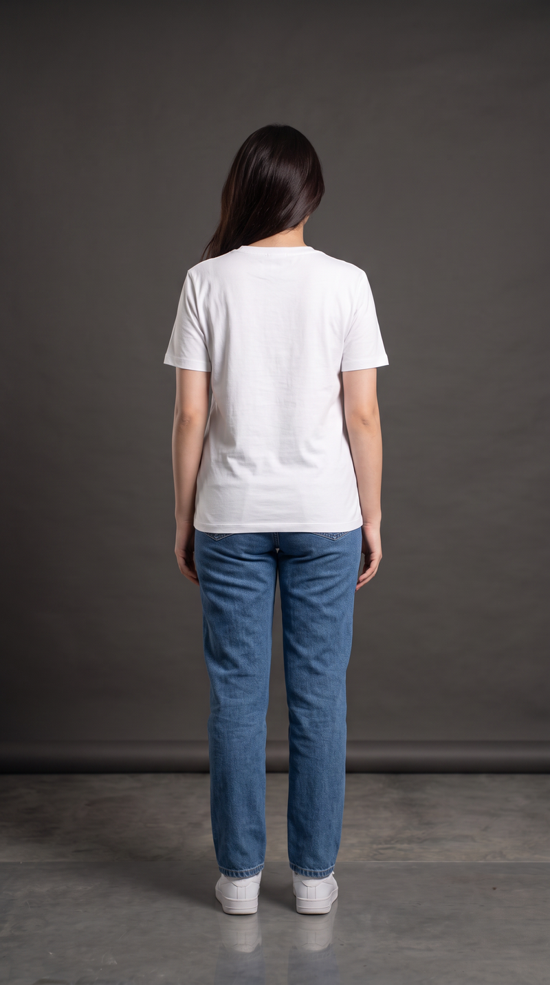 White Basic T-Shirt for Women – 230 GSM Cotton Sinker Plain Crew Neck Tee