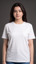 White Basic T-Shirt for Women – 230 GSM Cotton Sinker Plain Crew Neck Tee