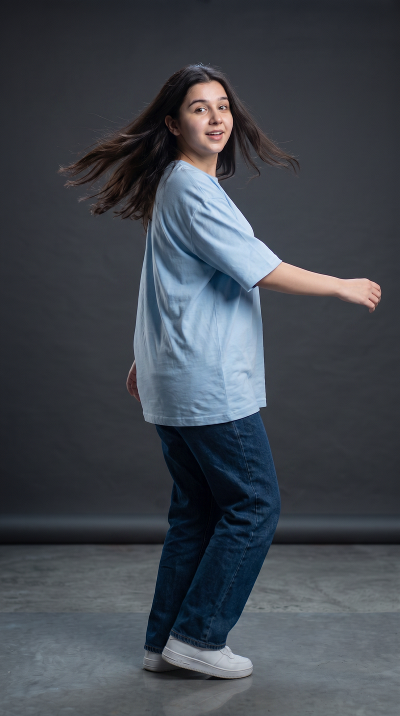 Baby Blue Oversized T-Shirt for Women – 240 GSM Cotton Terry Relaxed Fit Tee