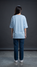 Baby Blue Oversized T-Shirt for Women – 240 GSM Cotton Terry Relaxed Fit Tee