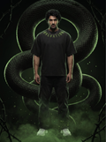 Salvation Oversized T-Shirt — Washed Black 240 GSM Cotton Terry Serpent Back Print
