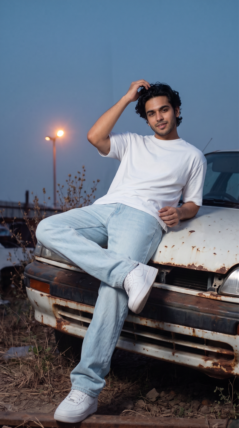 White Oversized T-Shirt — 240 GSM Cotton Terry Plain Drop Shoulder Tee