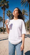 White Oversized T-Shirt for Women – 240 GSM Cotton Terry Relaxed Fit Tee