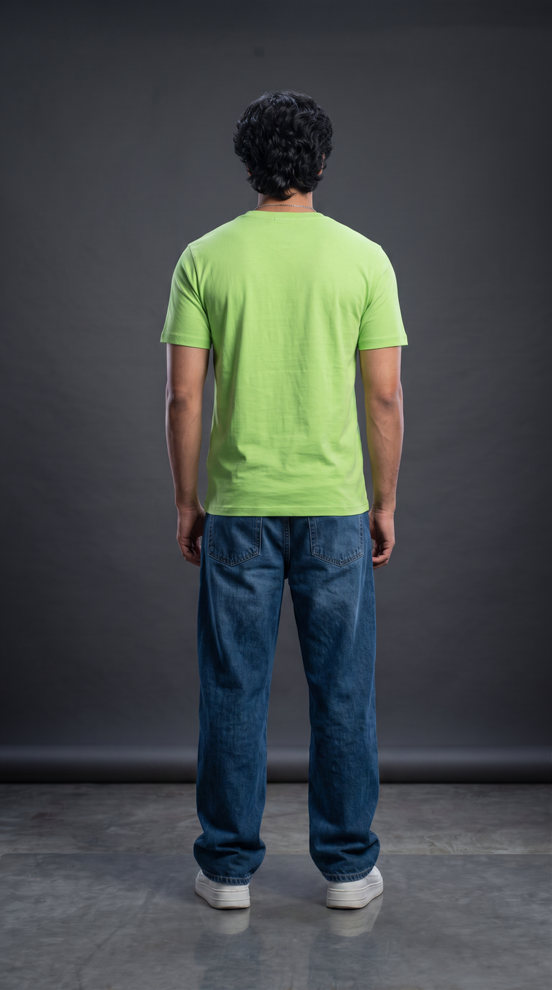 Lime Green Basic T-Shirt — 230 GSM Cotton Sinker Plain Crew Neck Tee