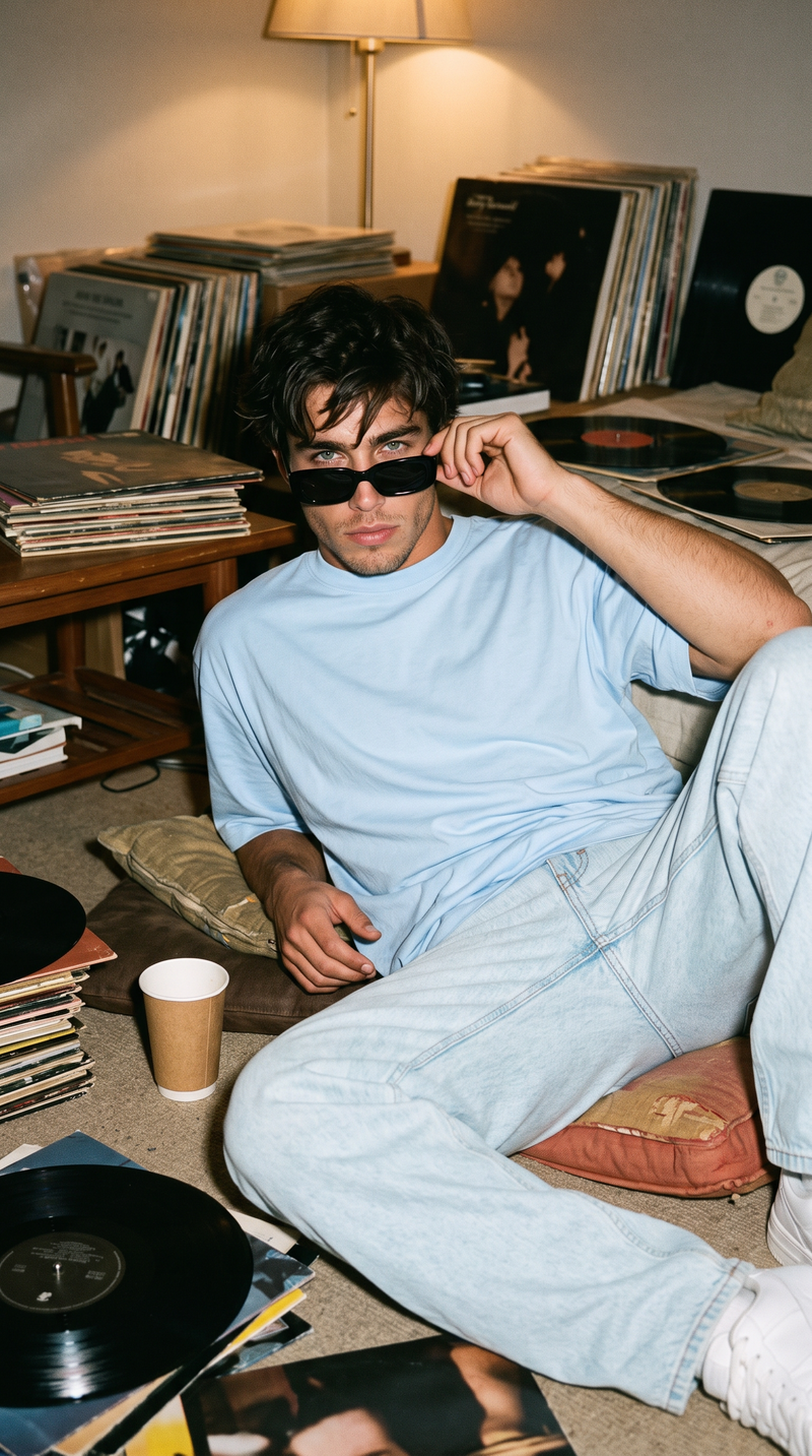 Sky Blue Oversized T-Shirt — 240 GSM Cotton Terry Plain Drop Shoulder Tee