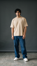 Sand Beige Oversized T-Shirt — 240 GSM Cotton Terry Plain Drop Shoulder Tee