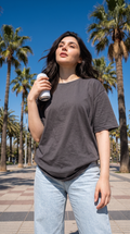 Charcoal Grey Oversized T-Shirt for Women – 240 GSM Cotton Terry Relaxed Fit Tee