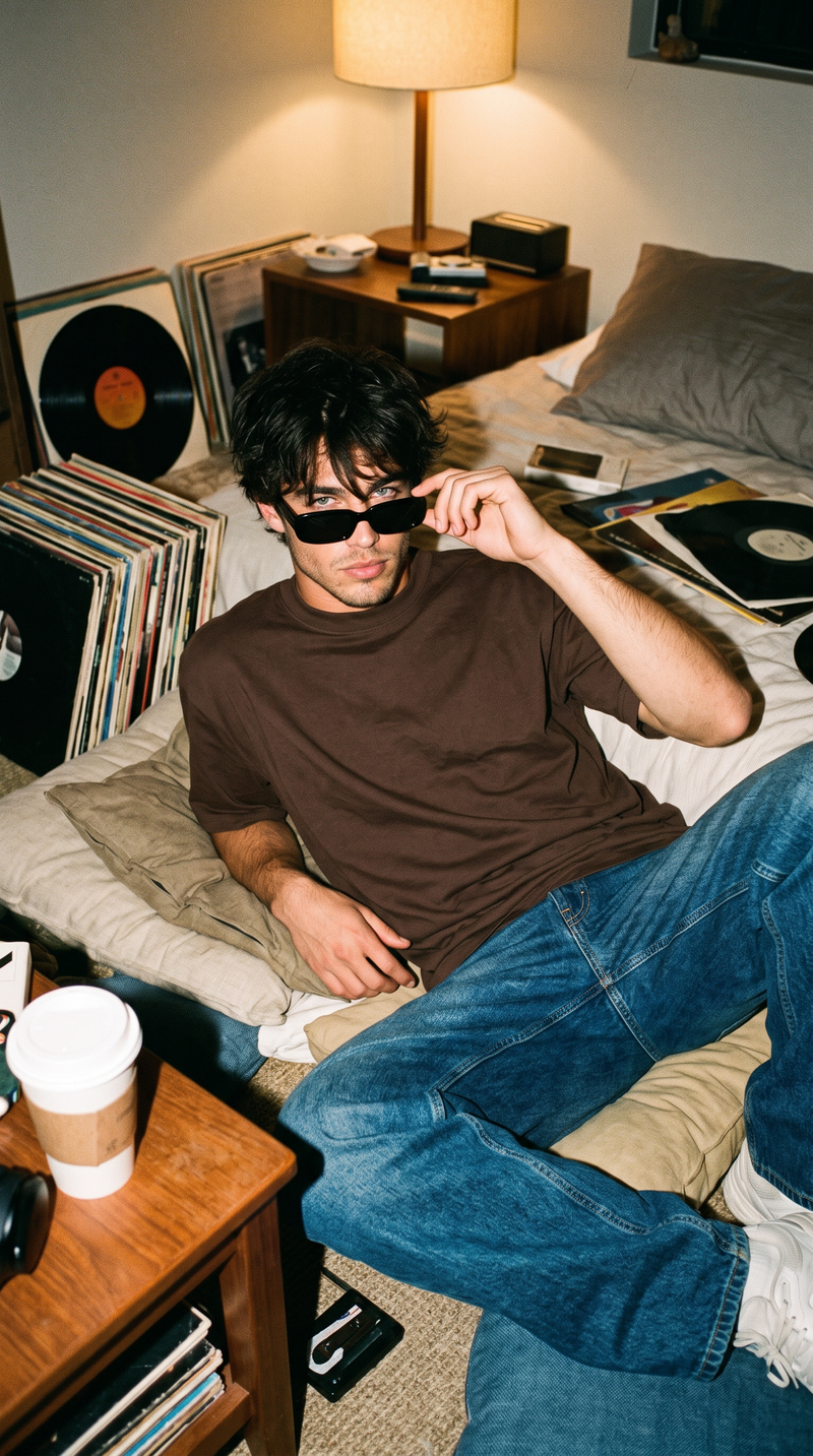 Coffee Brown Oversized T-Shirt — 240 GSM Cotton Terry Plain Drop Shoulder Tee