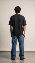 Black Oversized T-Shirt — 240 GSM Cotton Terry Plain Drop Shoulder Tee