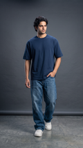 Navy Blue Oversized T-Shirt — 240 GSM Cotton Terry Plain Drop Shoulder Tee