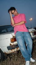 Hot Pink Oversized T-Shirt — 240 GSM Cotton Terry Plain Drop Shoulder Tee