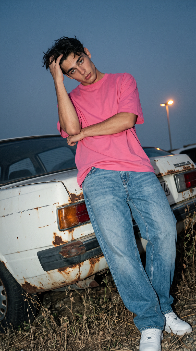 Hot Pink Oversized T-Shirt — 240 GSM Cotton Terry Plain Drop Shoulder Tee