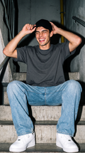 Charcoal Grey Oversized T-Shirt — 240 GSM Cotton Terry Plain Drop Shoulder Tee