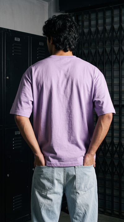 Lavender Oversized T-Shirt — 240 GSM Cotton Terry Plain Drop Shoulder Tee