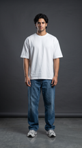 White Oversized T-Shirt — 240 GSM Cotton Terry Plain Drop Shoulder Tee