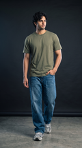 Olive Green Basic T-Shirt — 230 GSM Cotton Sinker Plain Crew Neck Tee