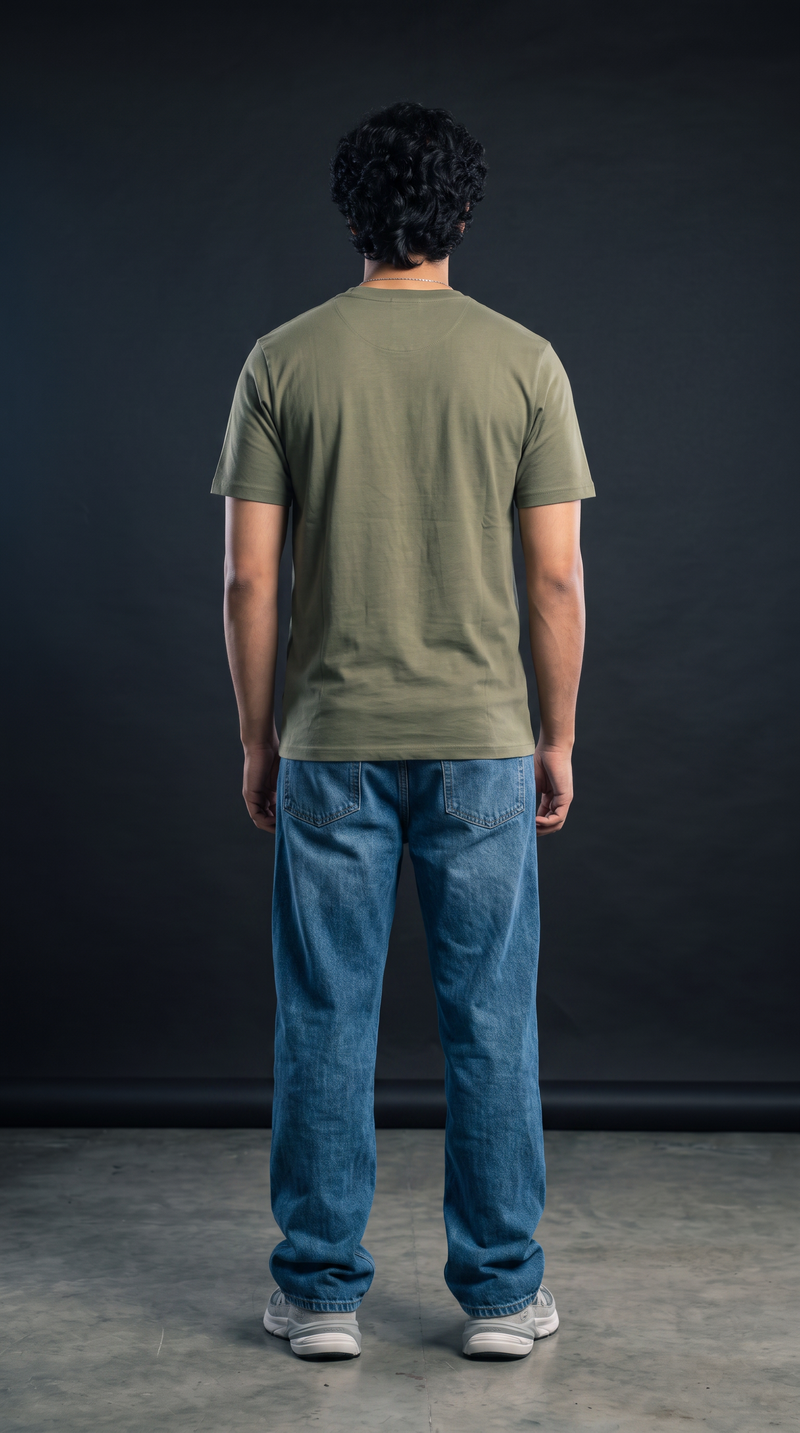 Olive Green Basic T-Shirt — 230 GSM Cotton Sinker Plain Crew Neck Tee