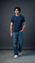Navy Blue Basic T-Shirt — 230 GSM Cotton Sinker Plain Crew Neck Tee