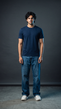 Navy Blue Basic T-Shirt — 230 GSM Cotton Sinker Plain Crew Neck Tee