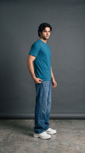 Teal Blue Basic T-Shirt — 230 GSM Cotton Sinker Plain Crew Neck Tee