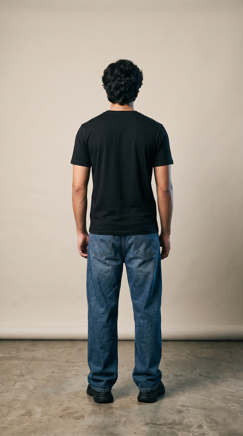 Black Basic T-Shirt — 230 GSM Cotton Sinker Gold Finish Single Jersey Tee
