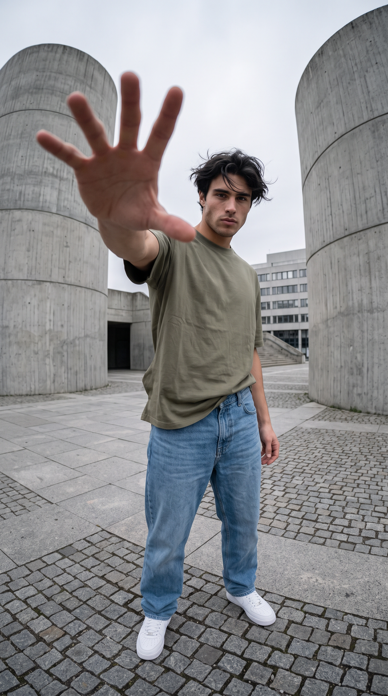 Olive Green Oversized T-Shirt — 240 GSM Cotton Terry Plain Drop Shoulder Tee
