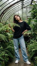 Black Oversized T-Shirt for Women – 240 GSM Cotton Terry Relaxed Fit Tee