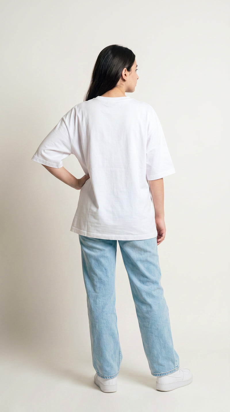 White Oversized T-Shirt for Women – 240 GSM Cotton Terry Relaxed Fit Tee