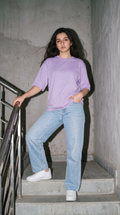 Lavender Oversized T-Shirt for Women – 240 GSM Cotton Terry Relaxed Fit Tee