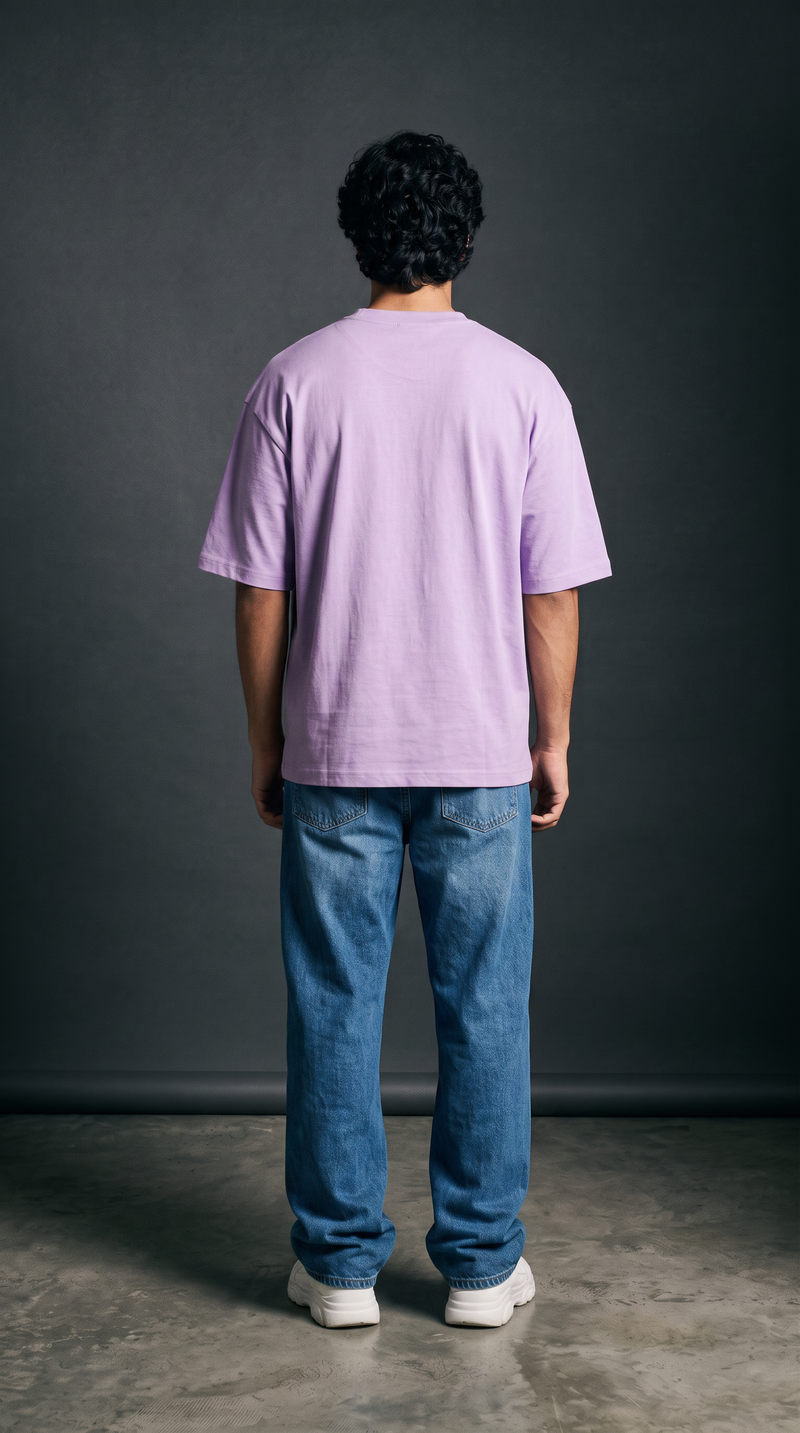 Lavender Oversized T-Shirt — 240 GSM Cotton Terry Plain Drop Shoulder Tee
