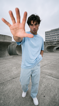 Sky Blue Oversized T-Shirt — 240 GSM Cotton Terry Plain Drop Shoulder Tee
