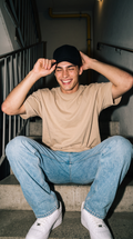 Sand Beige Oversized T-Shirt — 240 GSM Cotton Terry Plain Drop Shoulder Tee