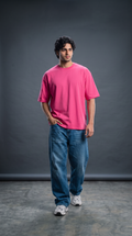 Hot Pink Oversized T-Shirt — 240 GSM Cotton Terry Plain Drop Shoulder Tee