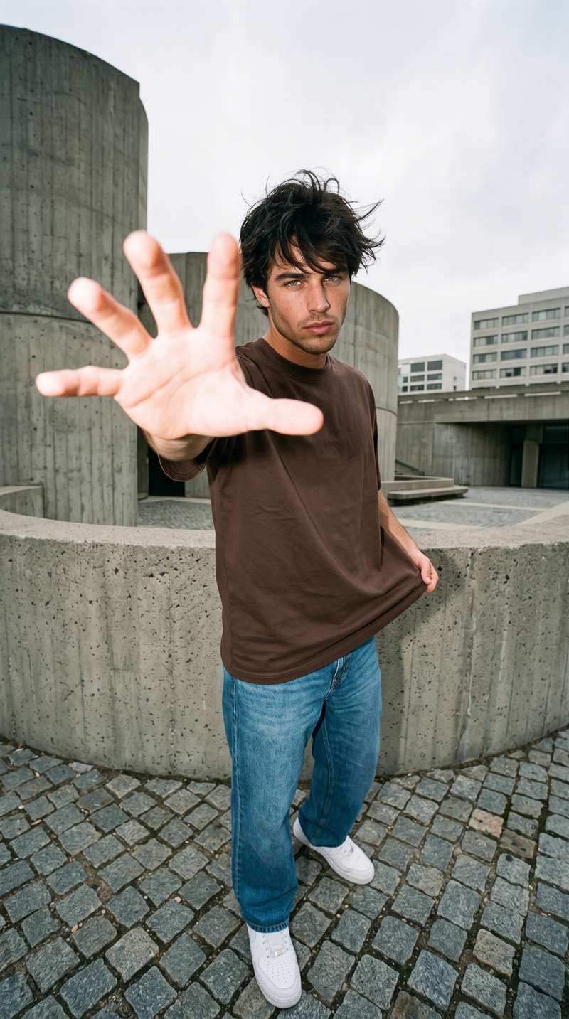 Coffee Brown Oversized T-Shirt — 240 GSM Cotton Terry Plain Drop Shoulder Tee