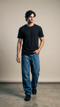 Black Basic T-Shirt — 230 GSM Cotton Sinker Gold Finish Single Jersey Tee
