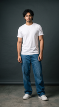 White Basic T-Shirt — 230 GSM Cotton Sinker Plain Crew Neck Tee