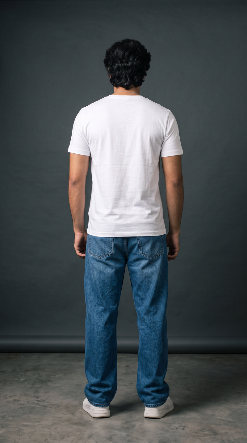 White Basic T-Shirt — 230 GSM Cotton Sinker Plain Crew Neck Tee