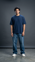 Navy Blue Oversized T-Shirt — 240 GSM Cotton Terry Plain Drop Shoulder Tee