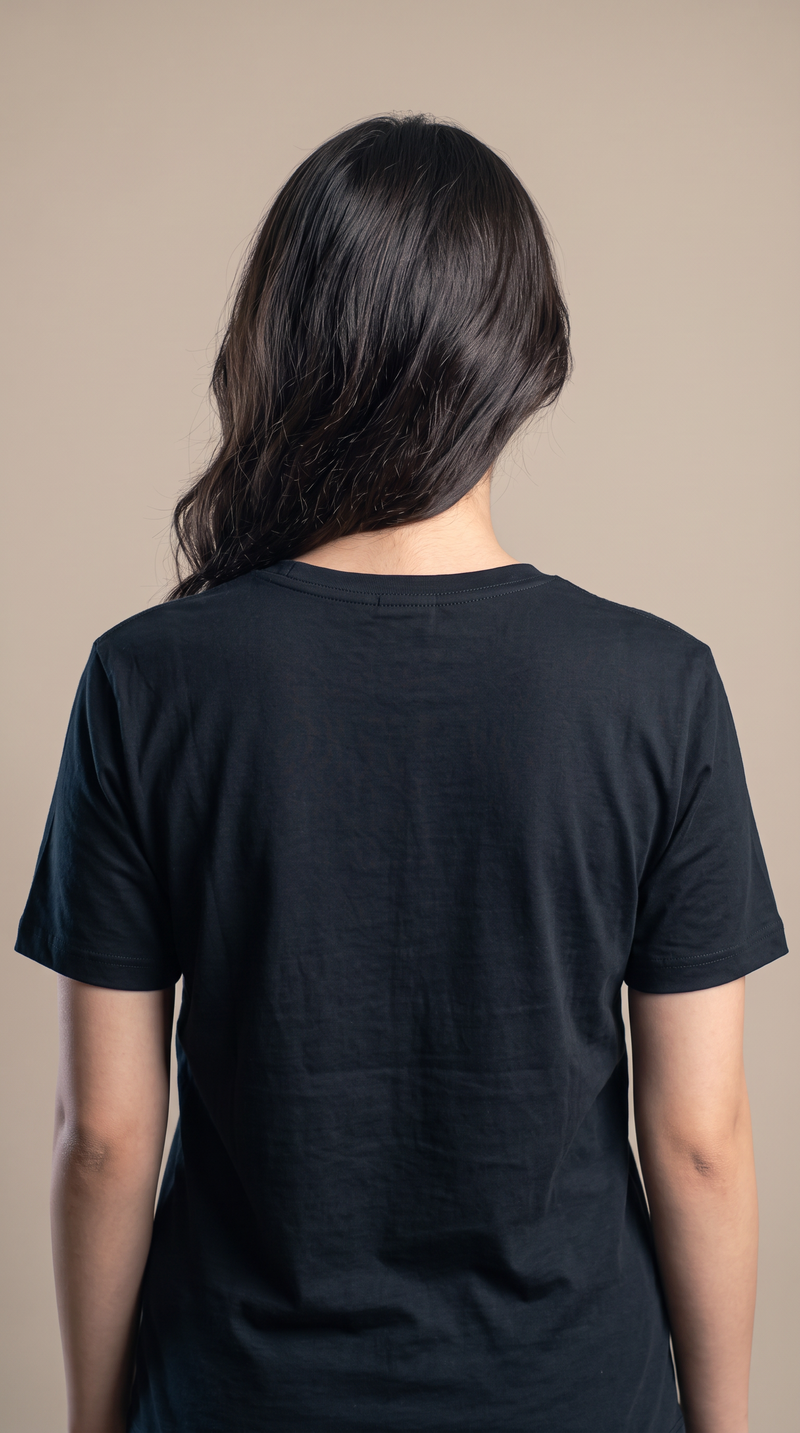 Black Basic T-Shirt for Women – 230 GSM Cotton Sinker Plain Crew Neck Tee