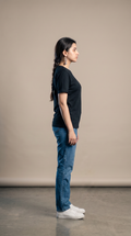 Black Basic T-Shirt for Women – 230 GSM Cotton Sinker Plain Crew Neck Tee