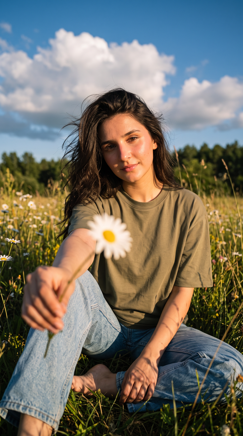 Olive Green Oversized T-Shirt for Women – 240 GSM Cotton Terry Relaxed Fit Tee