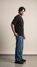 Black Oversized T-Shirt — 240 GSM Cotton Terry Plain Drop Shoulder Tee