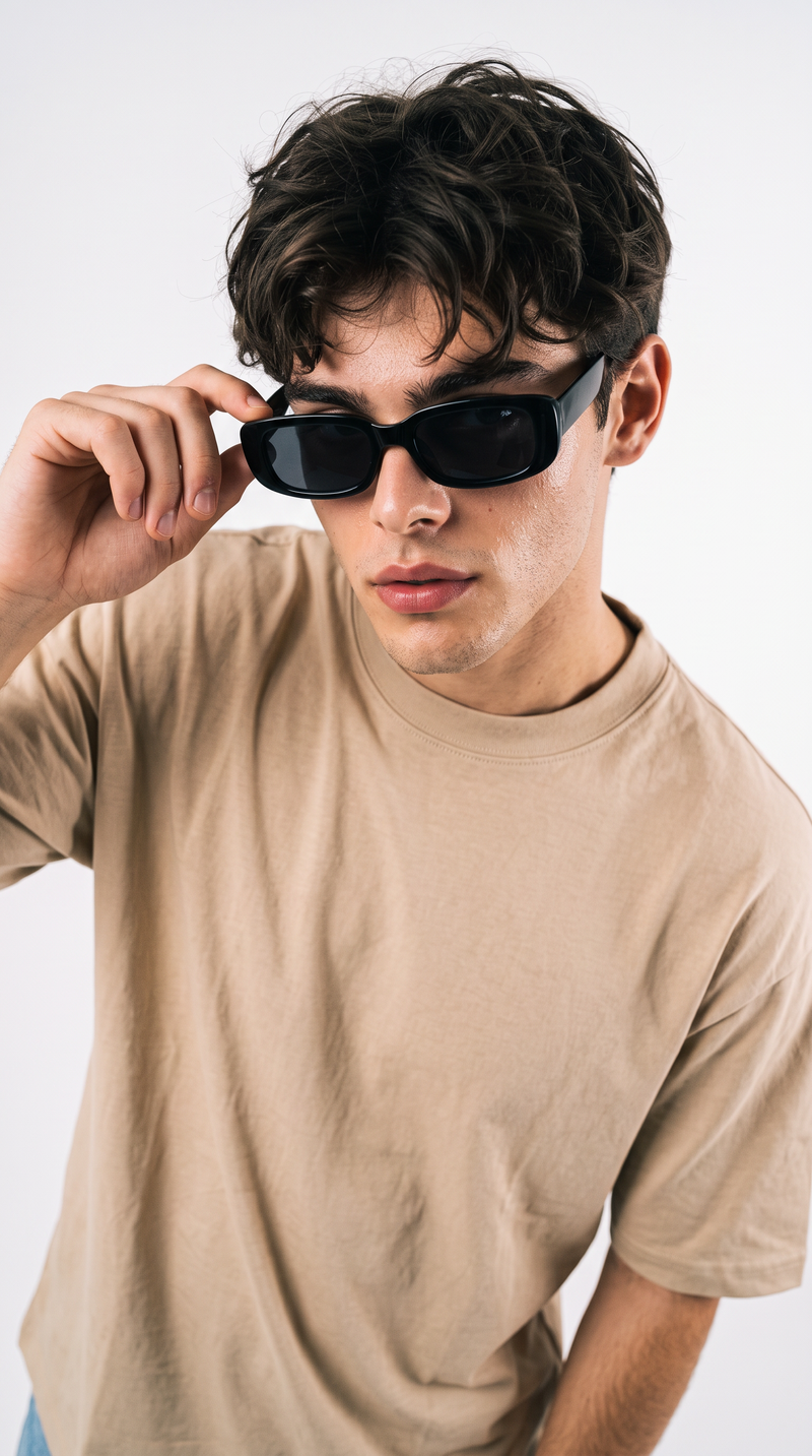 Sand Beige Oversized T-Shirt — 240 GSM Cotton Terry Plain Drop Shoulder Tee