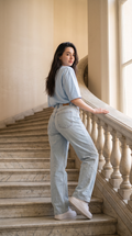 Baby Blue Oversized T-Shirt for Women – 240 GSM Cotton Terry Relaxed Fit Tee
