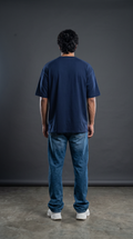 Navy Blue Oversized T-Shirt — 240 GSM Cotton Terry Plain Drop Shoulder Tee