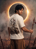 Ashwatthama Oversized T-Shirt — Off White 240 GSM Cotton Terry Back Print Tee