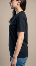 Black Basic T-Shirt for Women – 230 GSM Cotton Sinker Plain Crew Neck Tee
