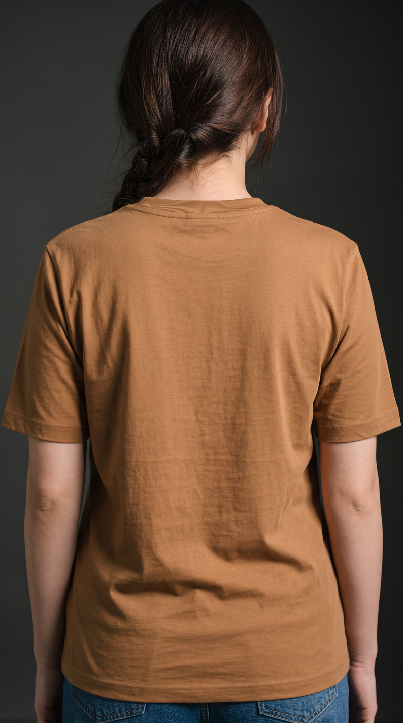 Camel Brown Basic T-Shirt for Women – 230 GSM Cotton Sinker Plain Crew Neck Tee