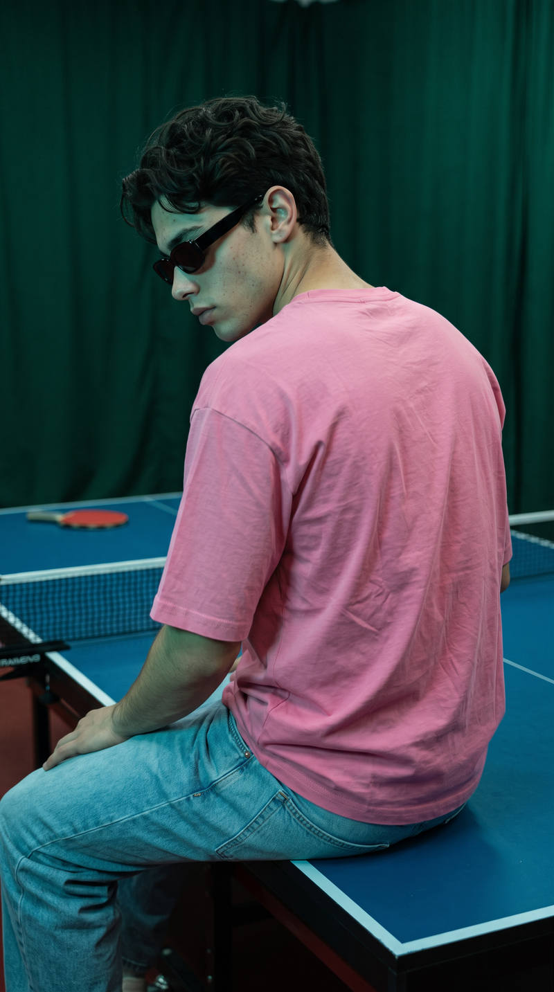 Hot Pink Oversized T-Shirt — 240 GSM Cotton Terry Plain Drop Shoulder Tee